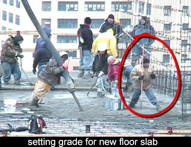 One man with a rake can level out the concrete for the floor slab
